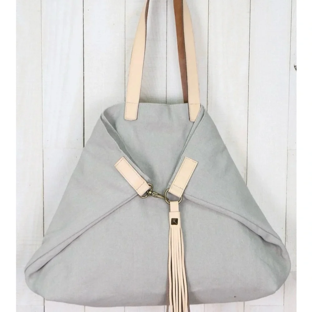 Lovestitch Elegant Cream and Tan Tote Bag